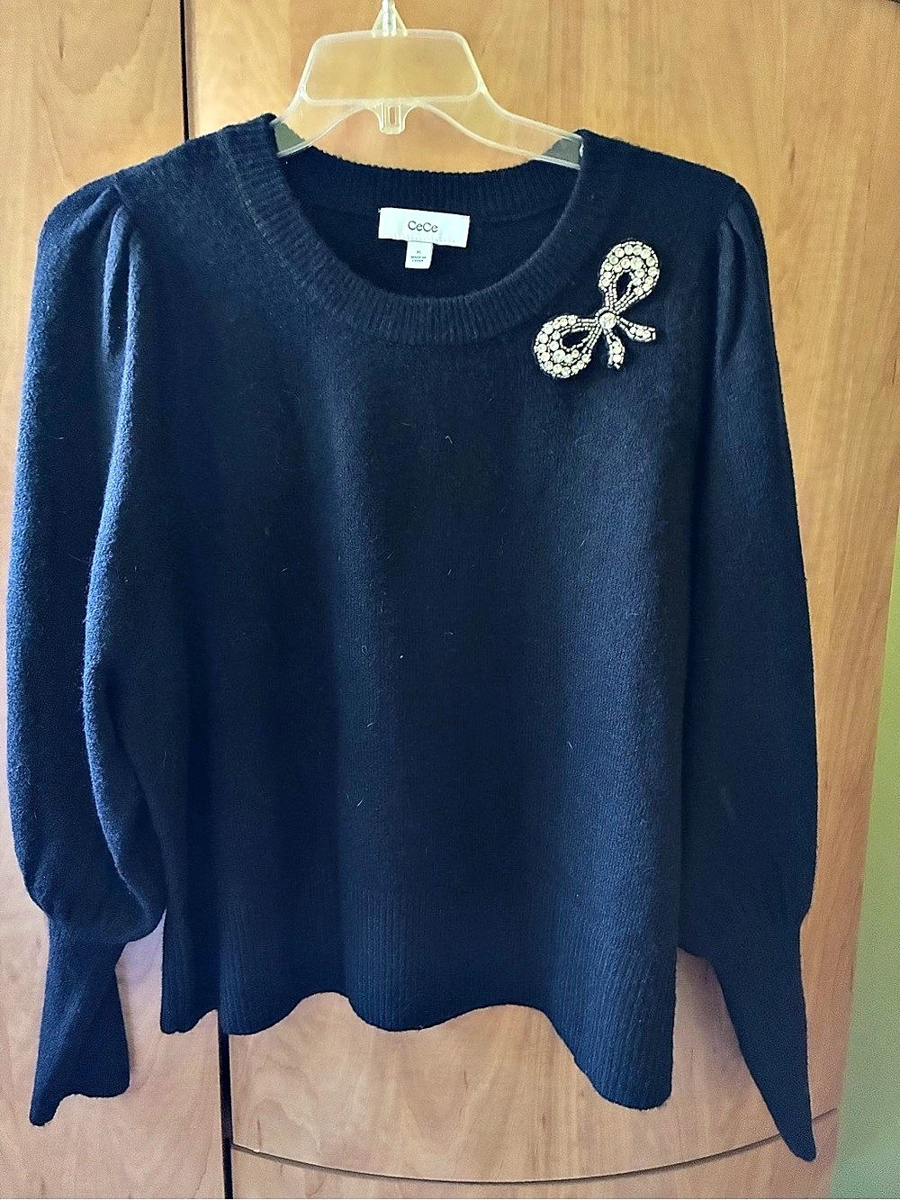 CeCe Black Embellished Sweater Size XL